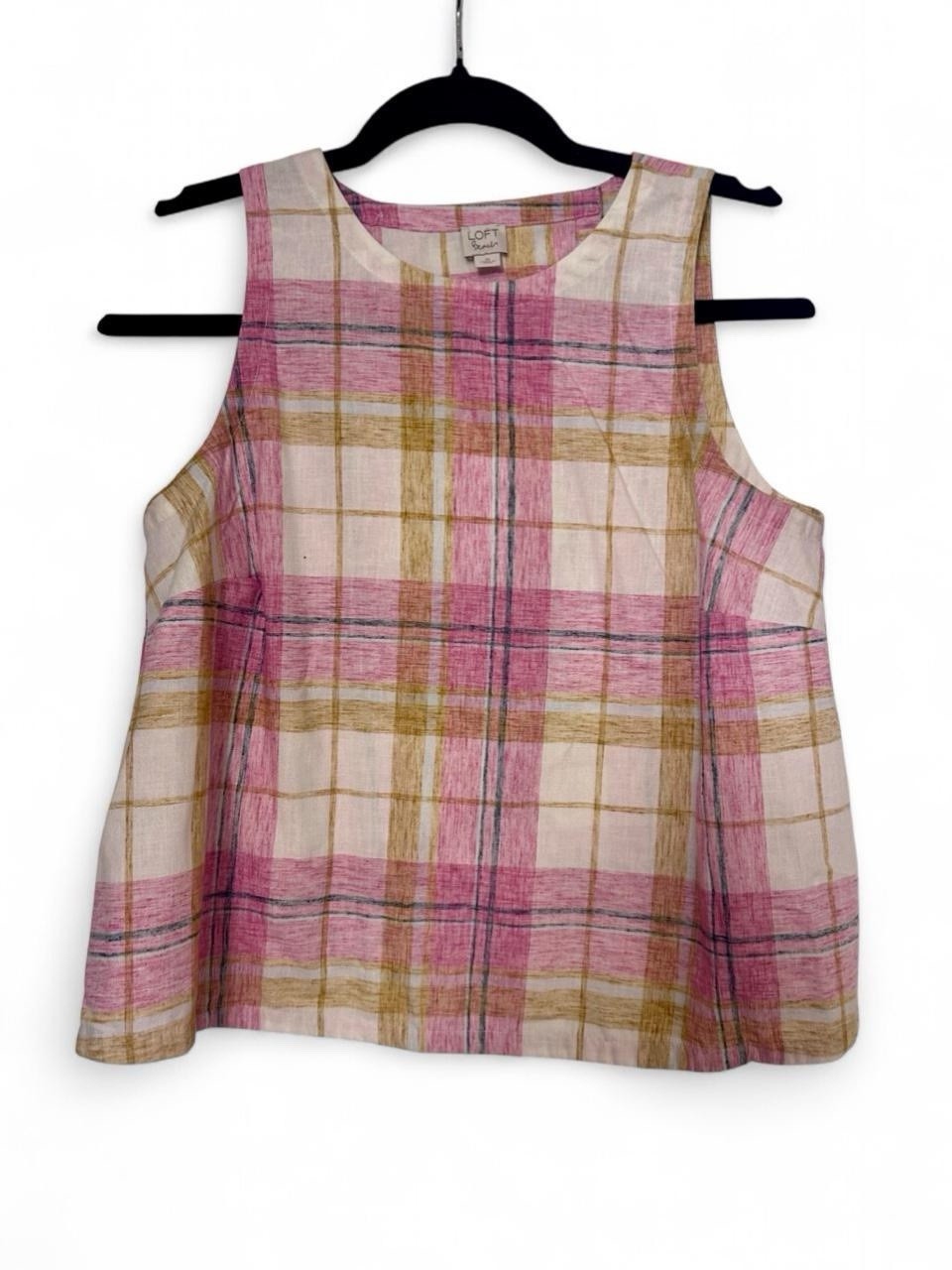 LOFT Beach Women’s XS Plaid Tulip Back Tank Blouse