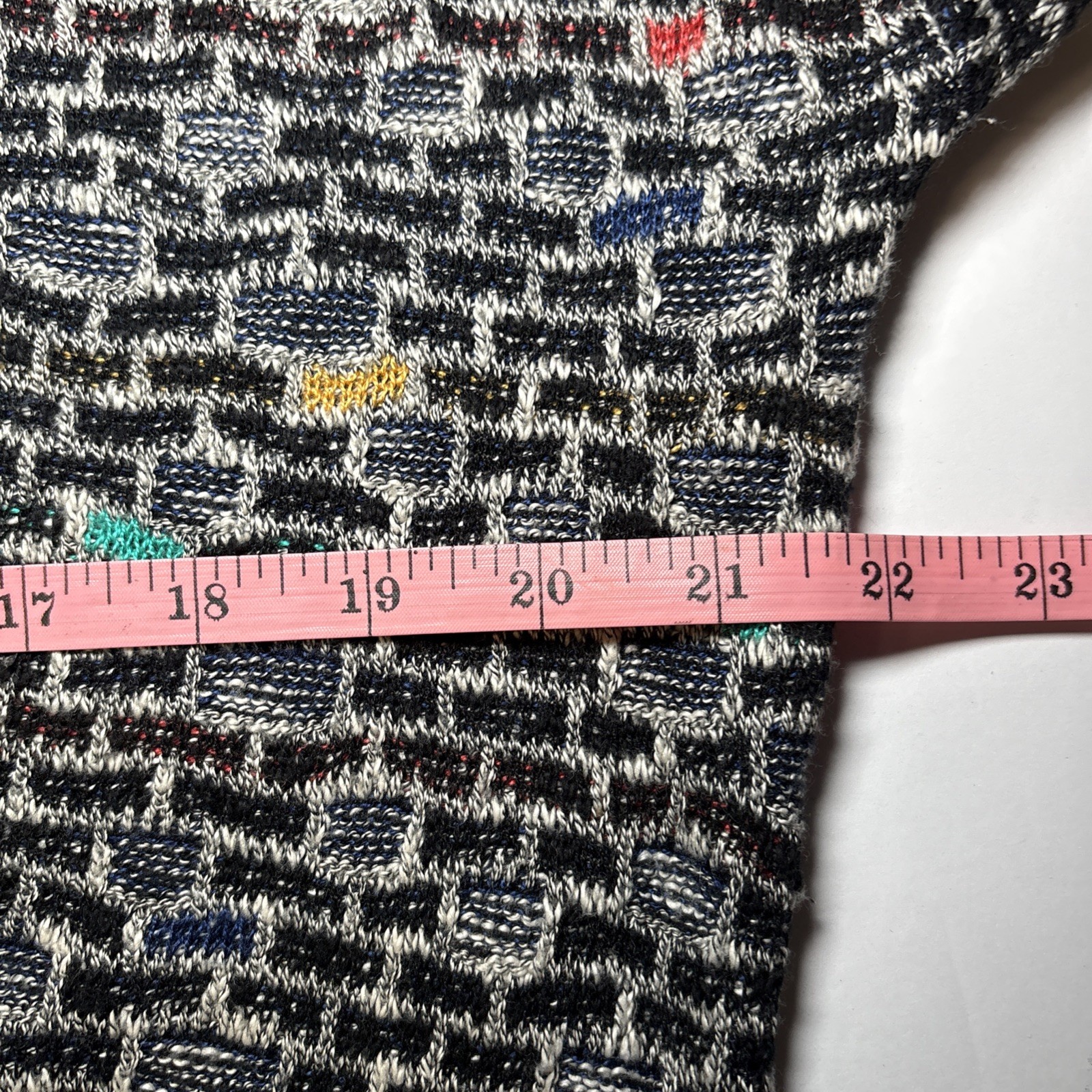 Mondo di Marco Sweater Mens Large Black Brick Colorful Knit Made Italy Vintage
