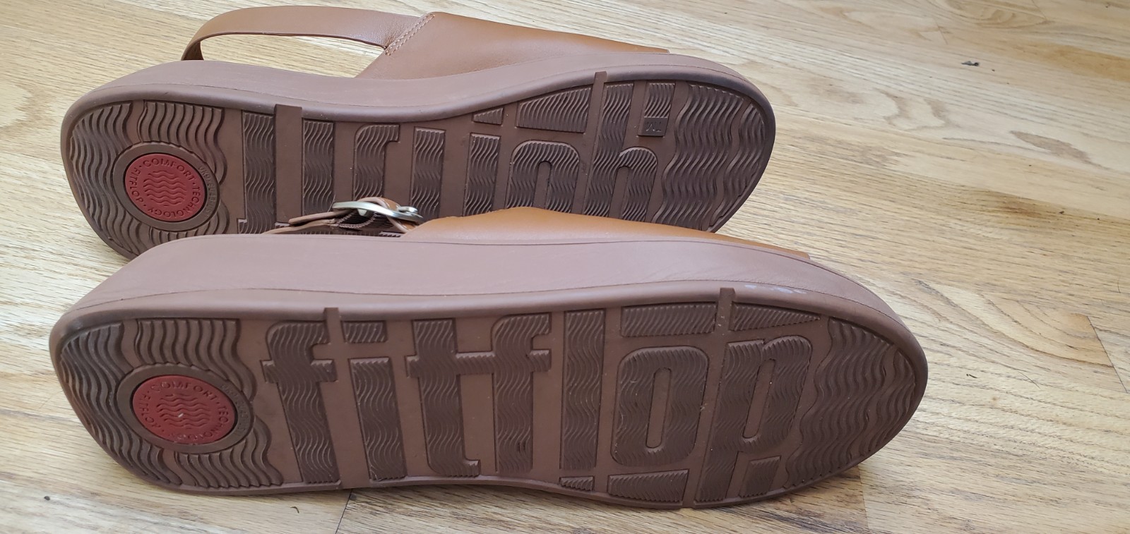 F-Mode Brown Leather Platform Back Strap Sandals US Size 11