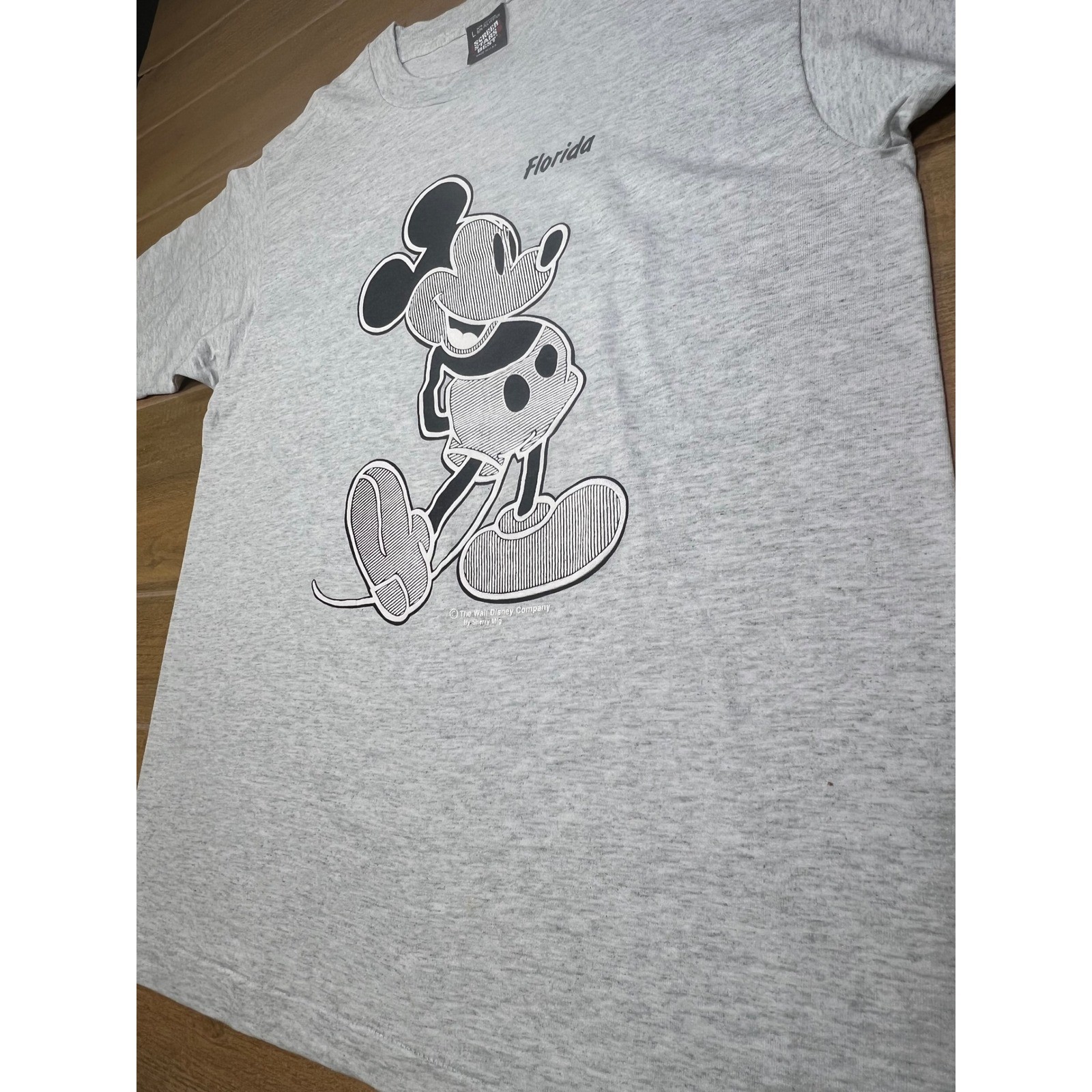 Screen Stars Best Mickey Mouse Florida Graphic T Shirt Sz L Gray Sherry’s best