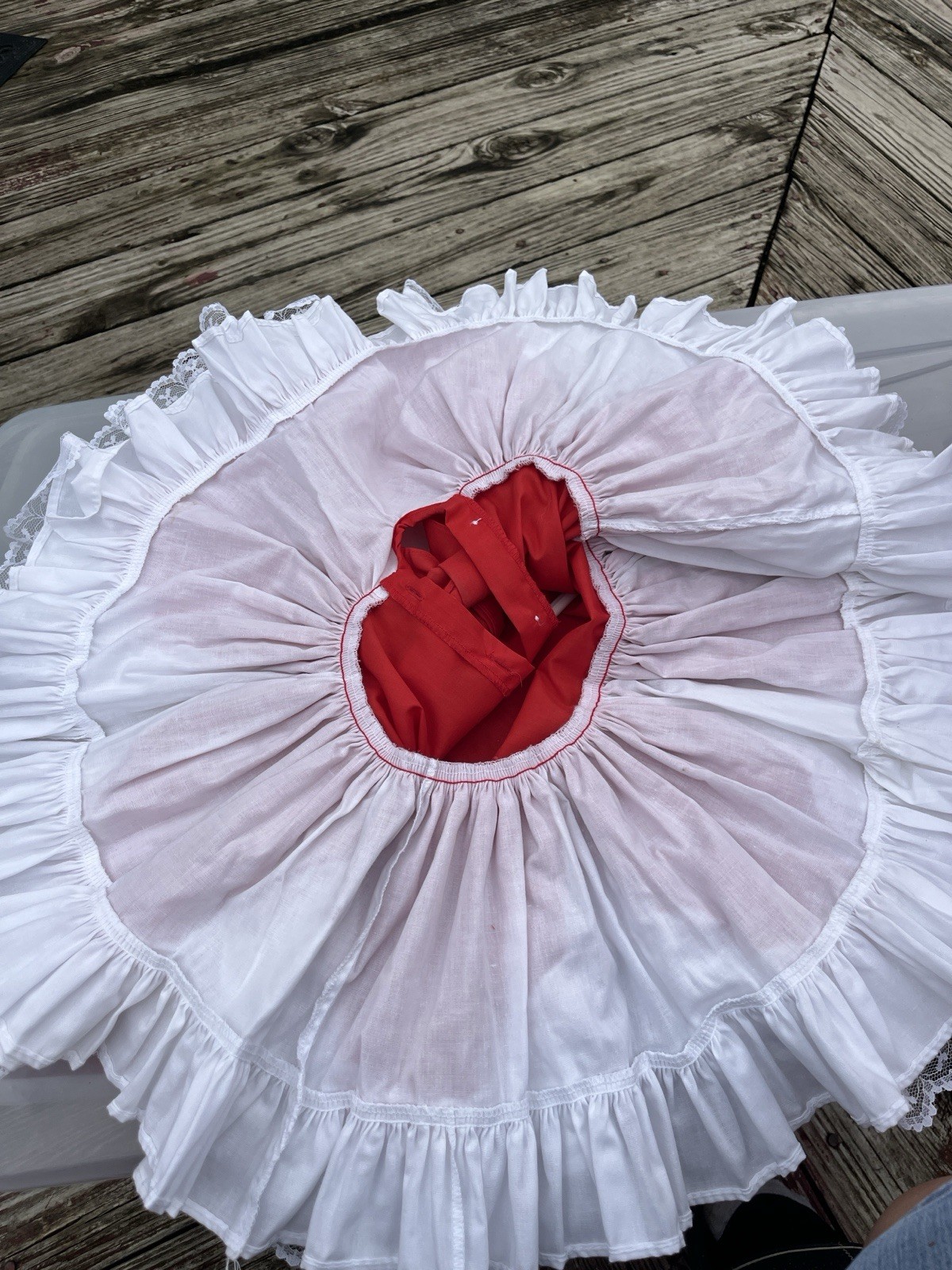 Li’l Dollies Girls 1T Red/White Lace Prairie Victorian Costume Dress