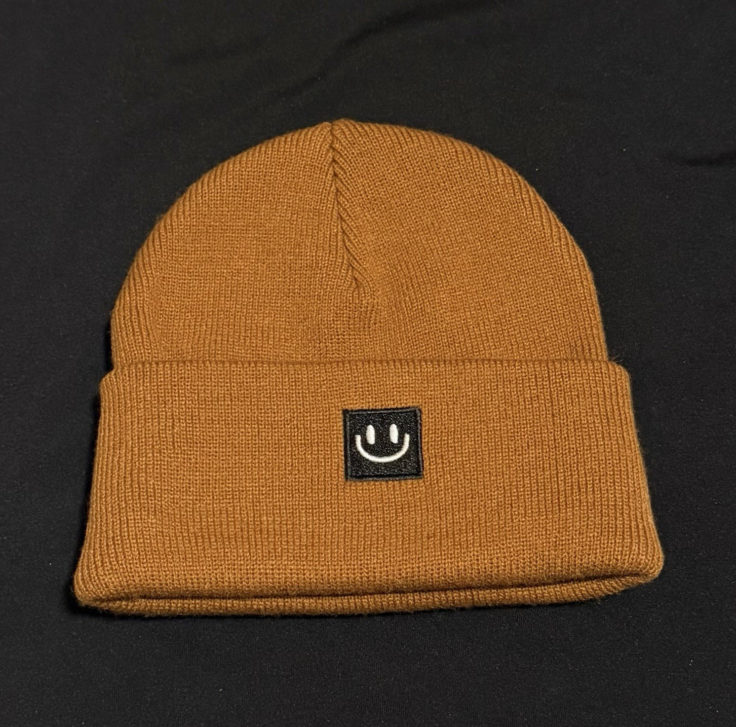 Brown Solid Knit Cuffed Beanie Hat One Size Unisex Adults Winter Cap