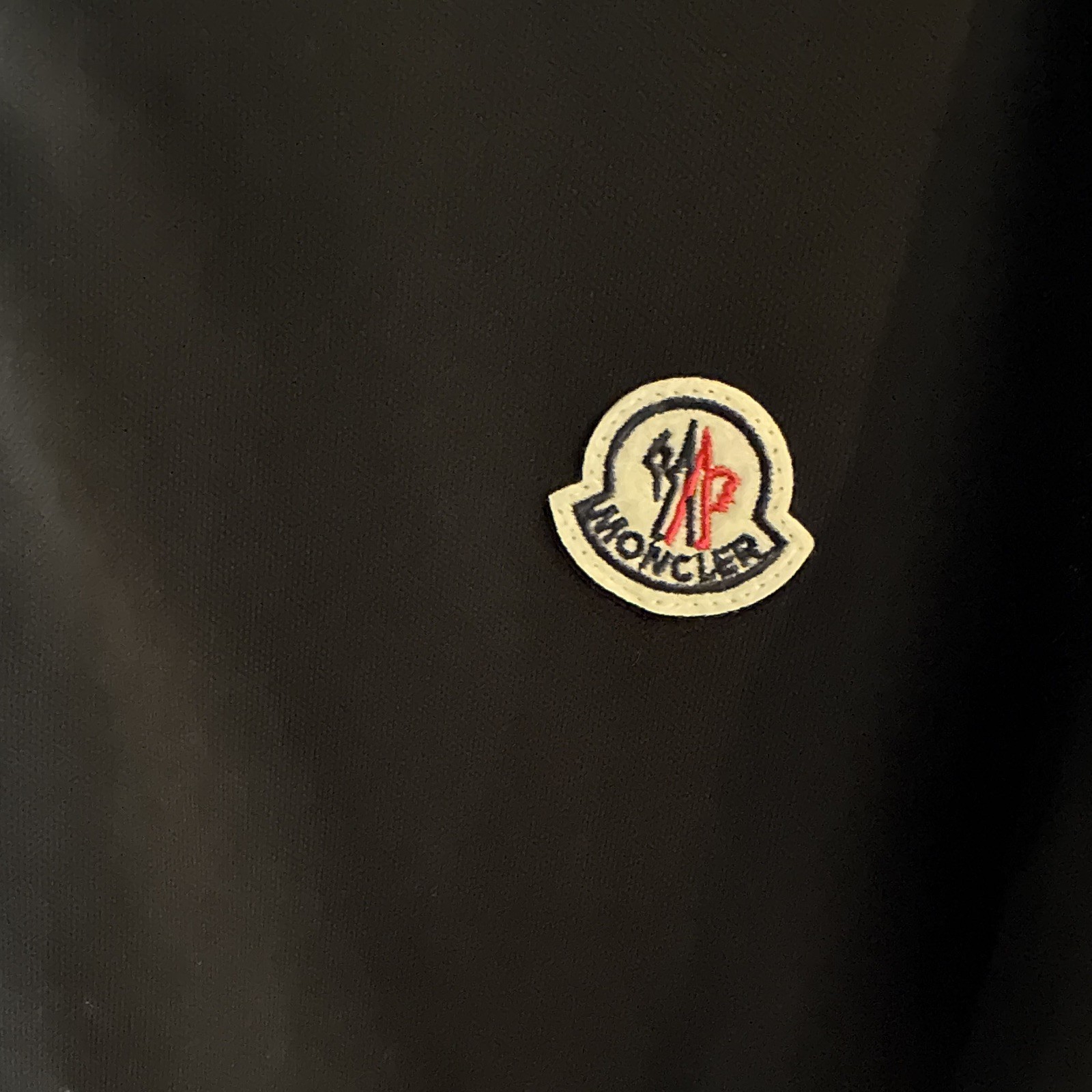 Moncler Men’s Black Solid Short Sleeve Polo Shirt L Collared Logo Patch