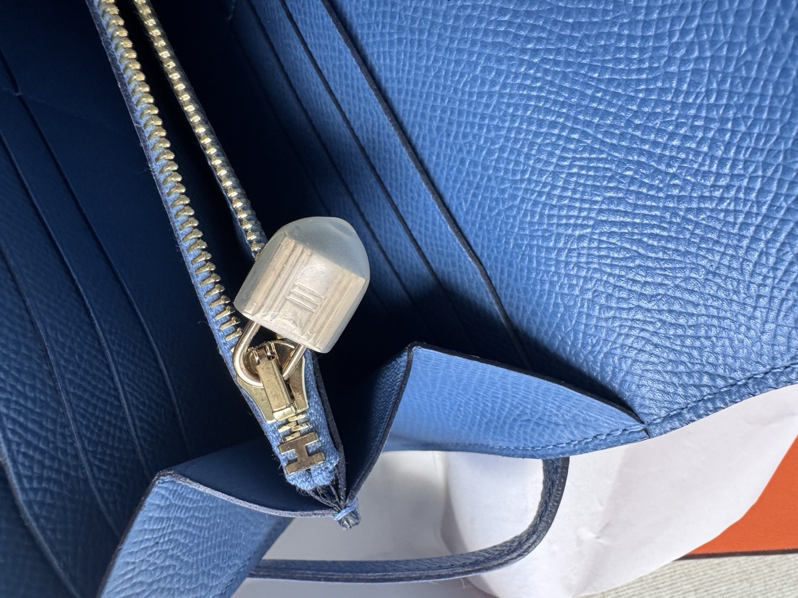 Authentic Hermes Kelly Wallet Blue Silver Hardware