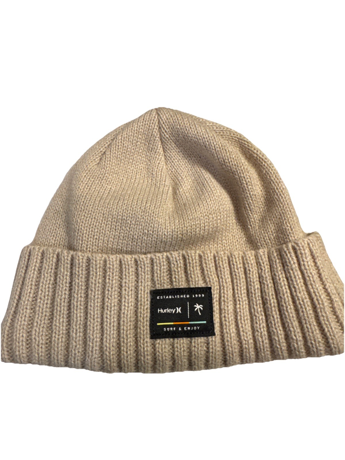 Hurley Men’s Unisex OS Beige Oatmeal Cuffed Knit Beanie Hat