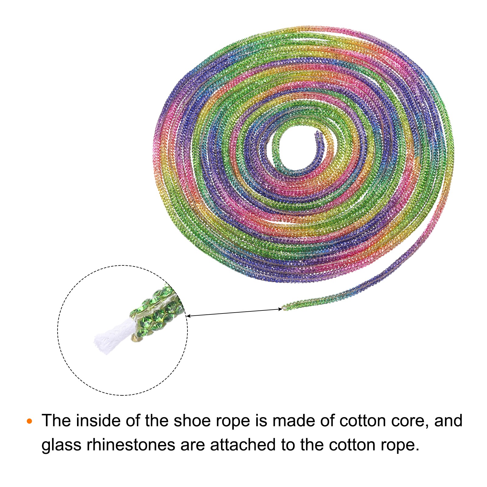 Rhinestone Glitter Shoelaces Crystal Bling 4mm Shiny Drawstring Rope Rainbow