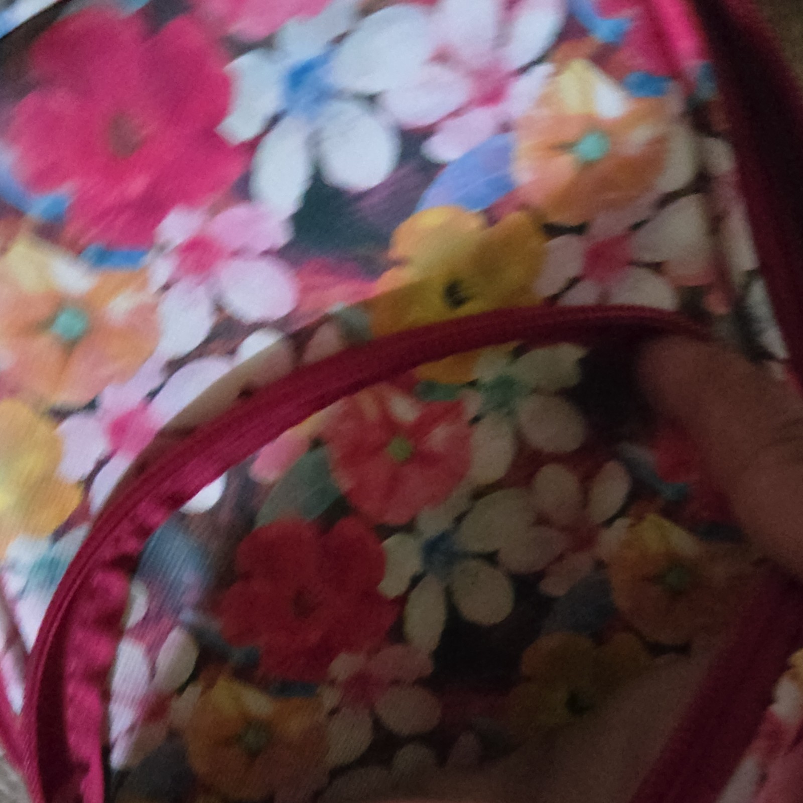 Floral Multicolor Crossbody Sling Bag, Zip, Adjustable Pink Strap, Silver HW