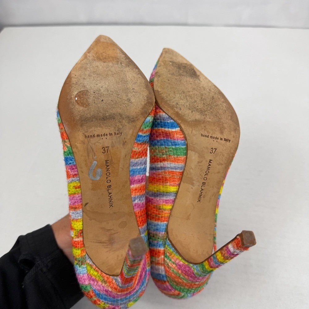 Manolo Blahnik BB 105 Multicolor Fabric Heels Size 37 (US 6.5–7) Colorful