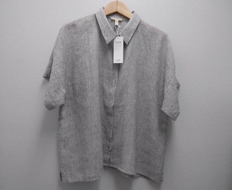 Eileen Fisher New Size L-XL, XL-1X White Organic Linen Shirt