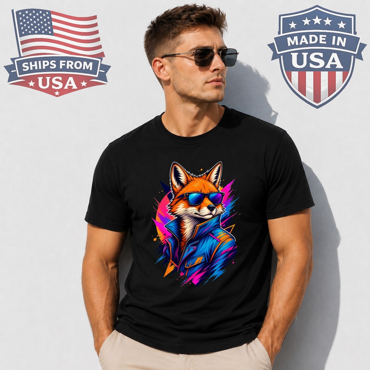 Fox In Sunglasses Graphic T-Shirt