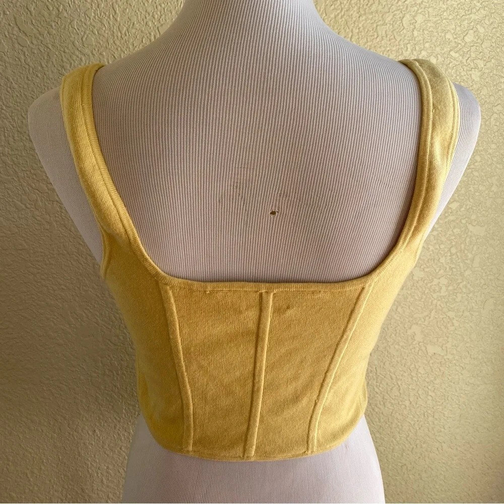 Aritzia Wilfred Natalie Knit Bustier Tank Top Crop Wheat Yellow: XL
