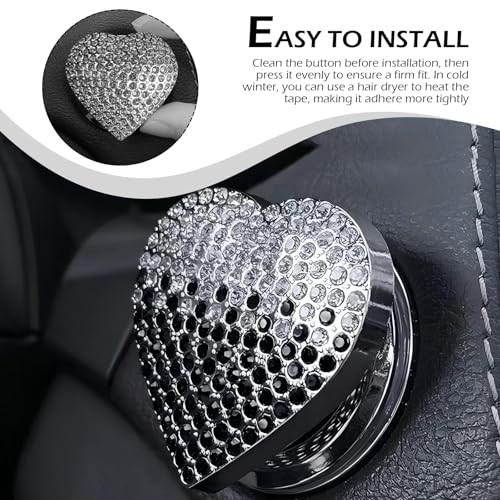 Bling Push Start Button Cover, Crystal Rhinestone Engine Start black-white