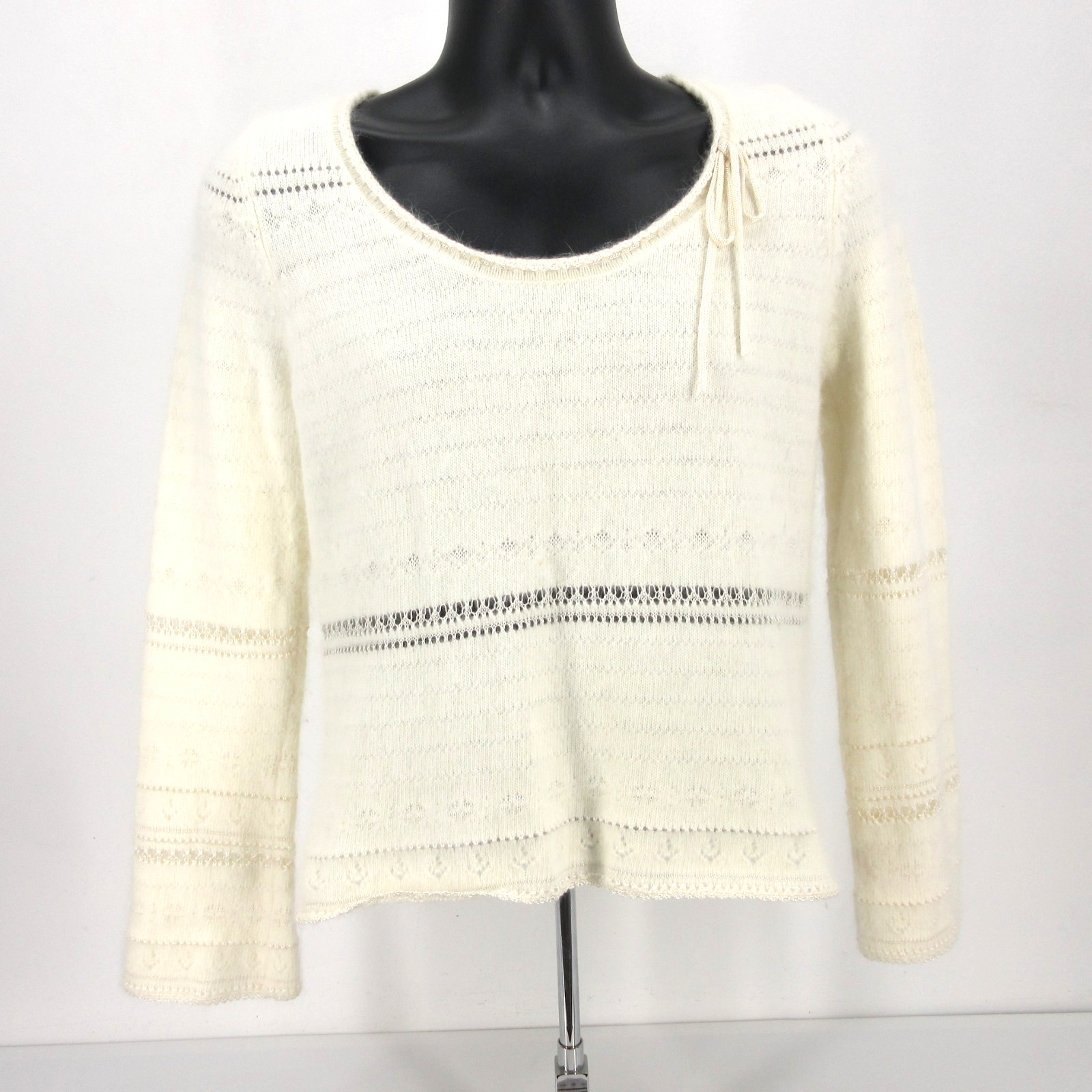 THE LIMITED Angora Blend Sweater Womens Large White Fuzzy Soft