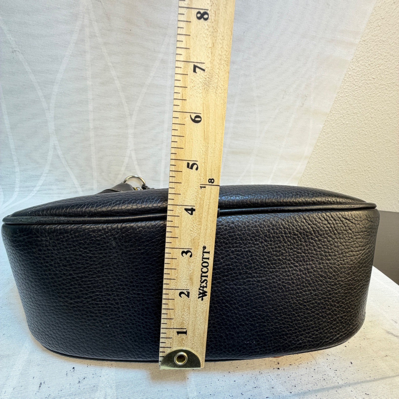 Dooney & Bourke Black All Weather Leather Hobo Shoulder Bag Contrast Stitching