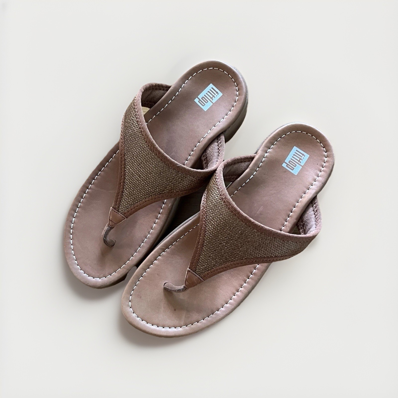 FitFlop Brown Microwobbleboard Thong Wedge Sandals Women’s Size 8 EU 39 Casual