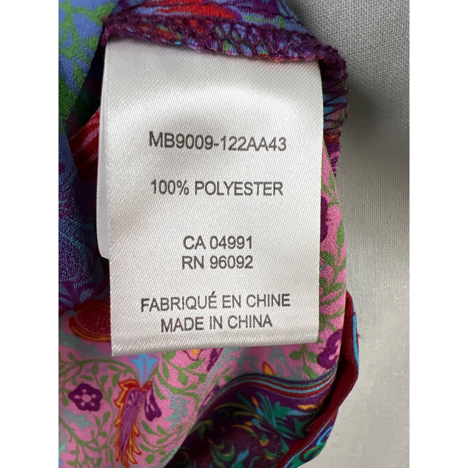 Dalia Peasant Blouse Womens Medium Pink Green Floral Tassel Boho Mixed Print