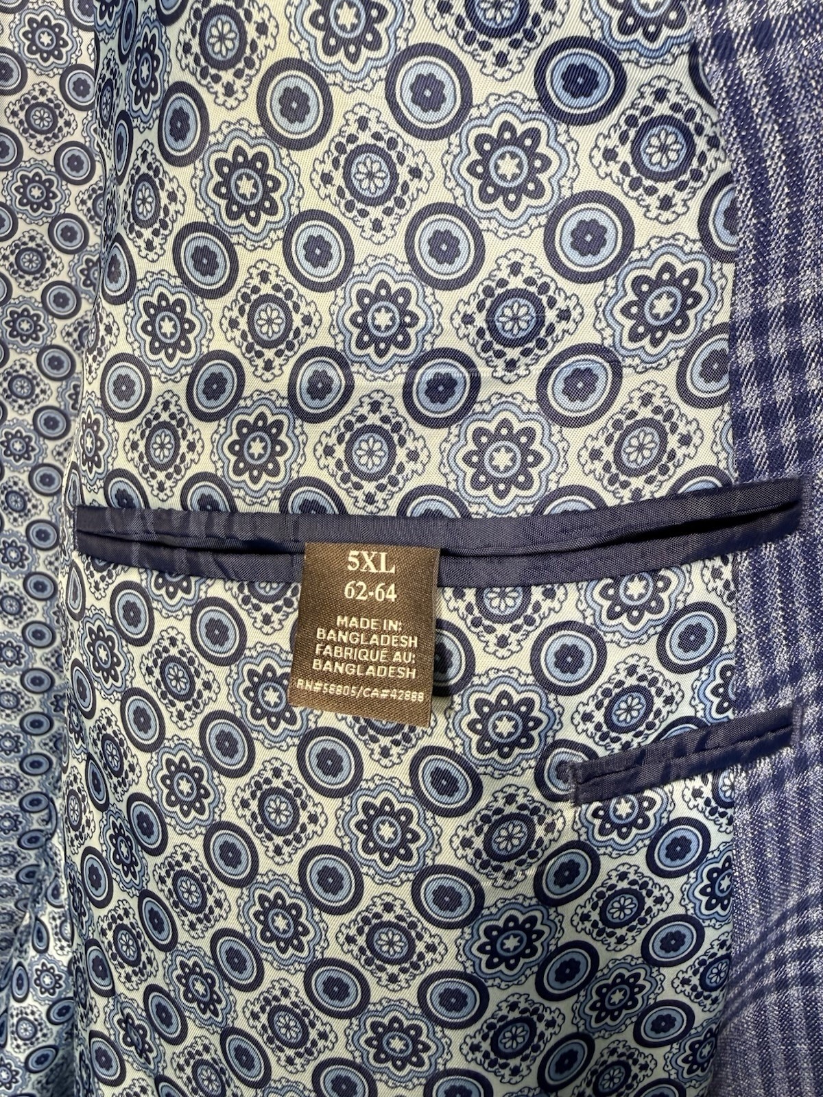 Oak Hill Men’s Blue Plaid Sport Coat 5XL 62/64R Big & Tall 2-Button
