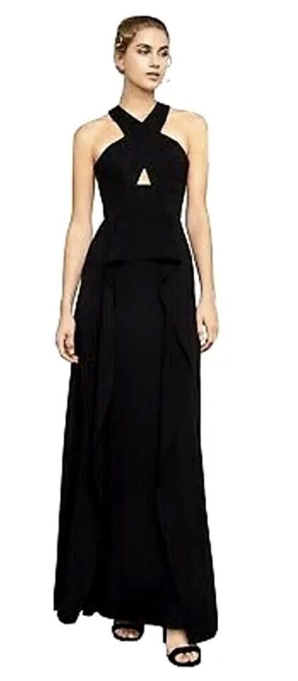 NWT BCBG MAXAZRIA SIZE 4 BRYLEIGH CRISSCROSS HALTER GOWN MAXI DRESS $368