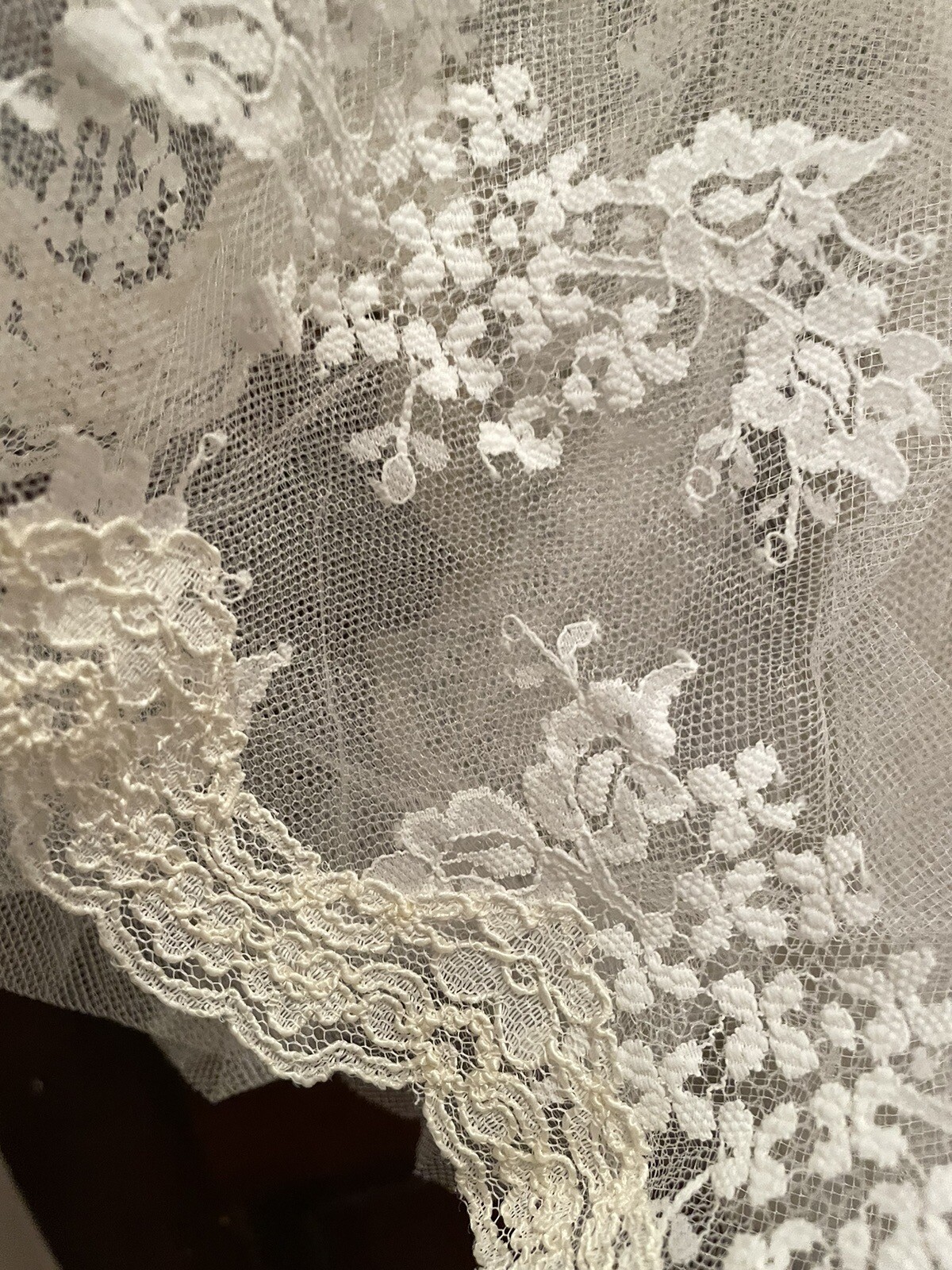 VTG 80s Wedding Dress Lace Tea Length Scalloped Hem Mori Lee MORILEE SZ 10