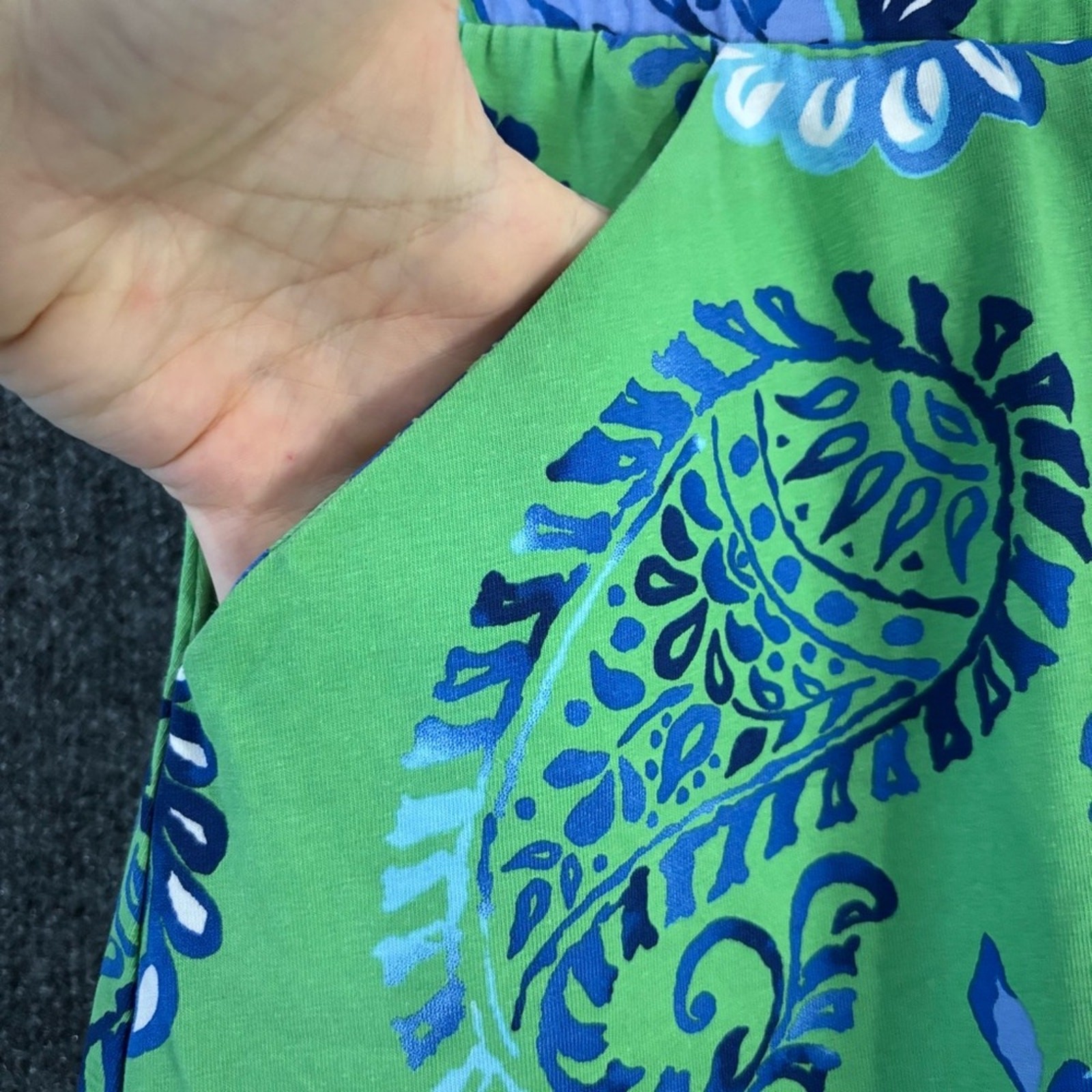 Ana Clare Womens Paisley Skort Size Small Green Blue Pockets Golf Activewear