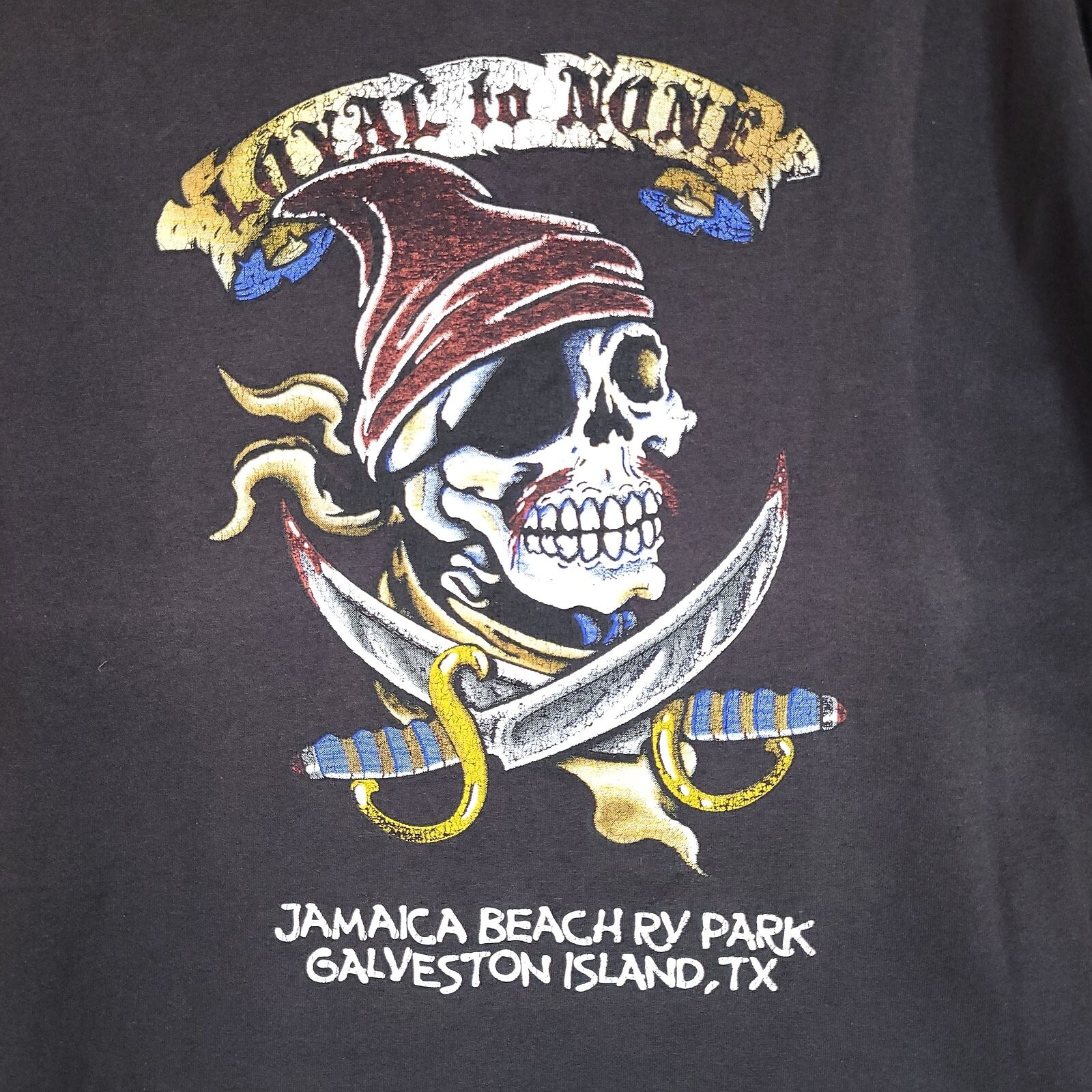 Men’s Loyal To None Pirate Short Sleeve Pullover T-Shirt Black Size XL
