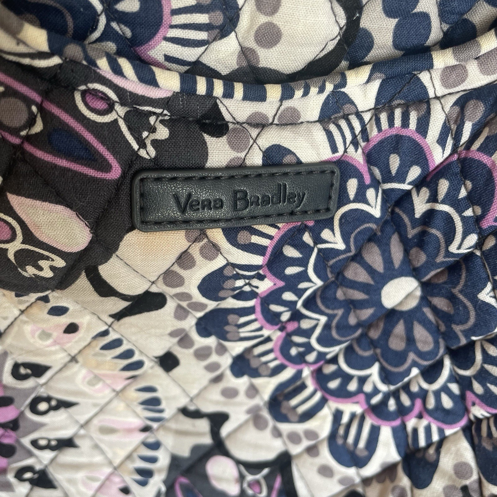 Vera Bradley Multicolor Floral Crescent Shoulder Bag Zip Closure Purple Lining