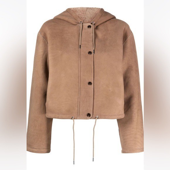 THEORY***Reversible Cropped Hooded Shearling Lamb Parka Coat***small $2395