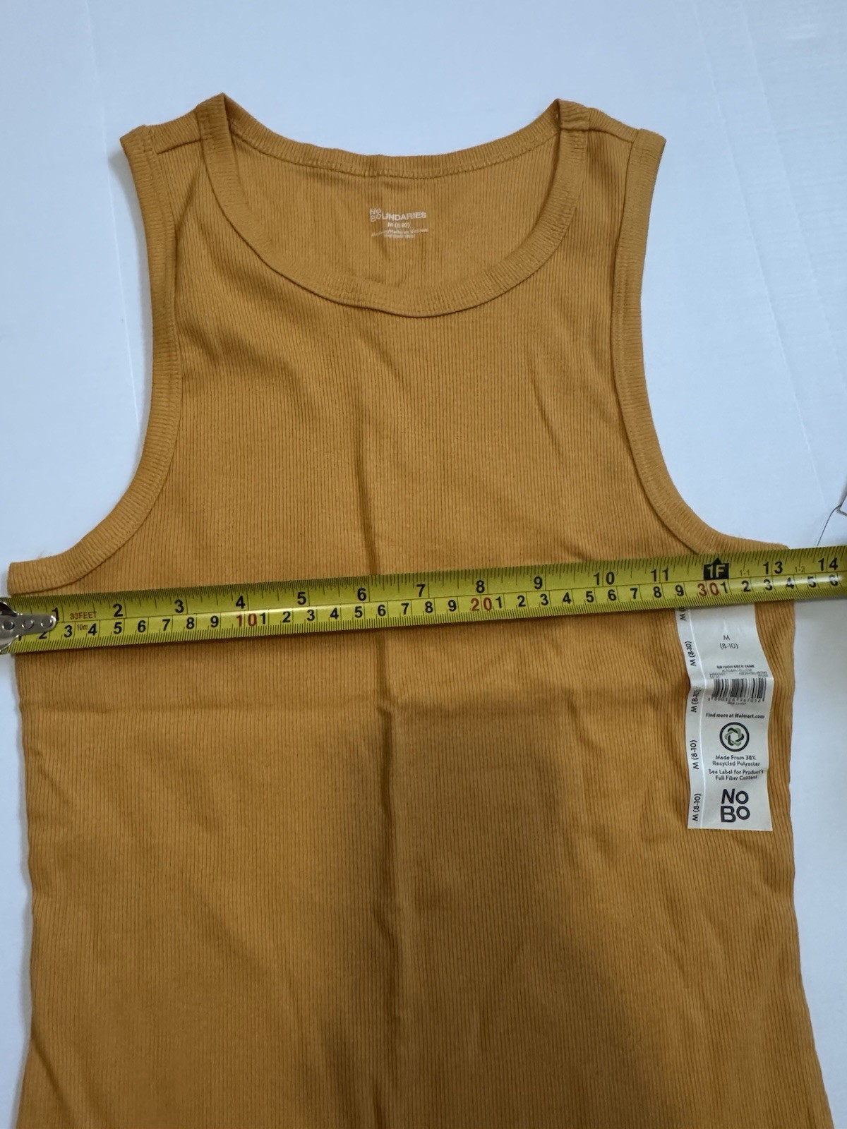 No Boundaries Womens M 8-10 Autumn Yellow Ribbed High Neck Tank Top NWT