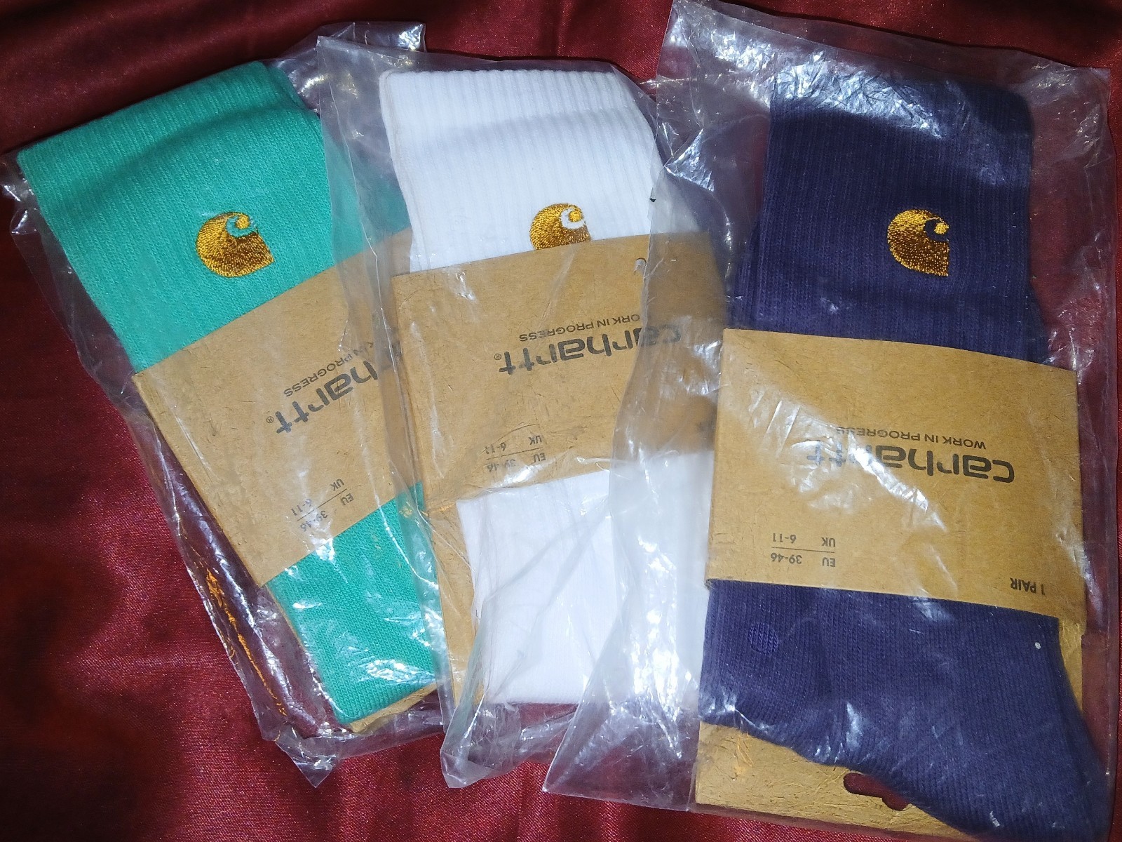 Carhartt Socks Lot Crew Solid Logo EU 39-46 UK 6-11 US 7.5-12