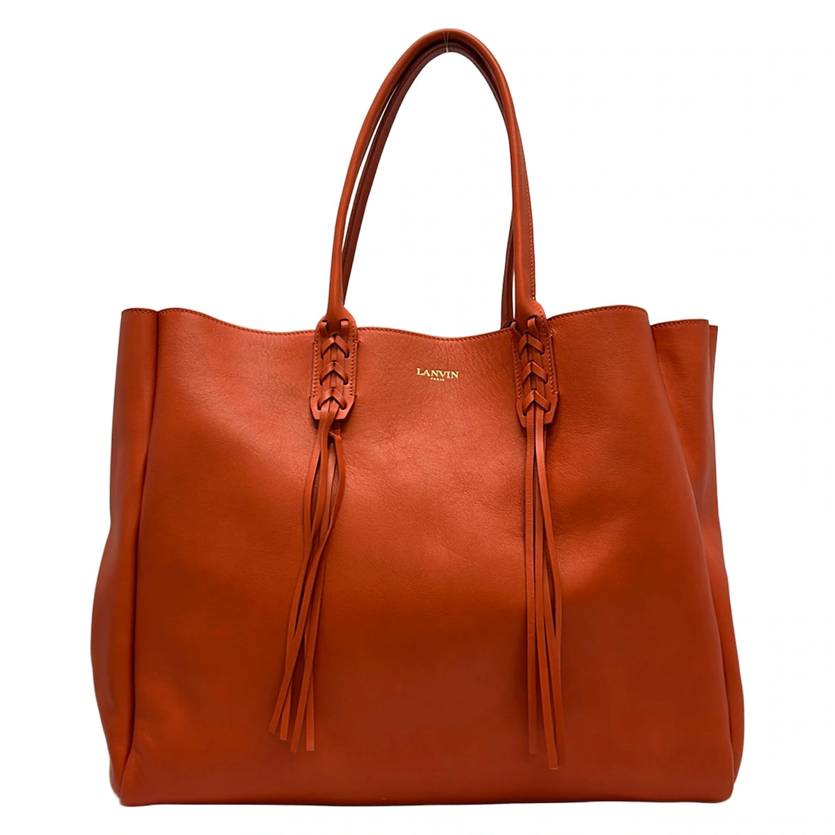 LANVIN Orange Leather Tote Bag
