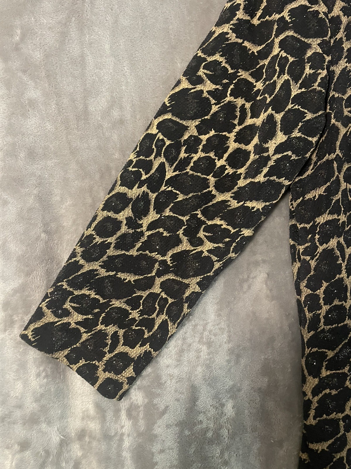 CONNECTED APPAREL CARDIGAN ATTACHED TOP Sparkle Black Tan Size L