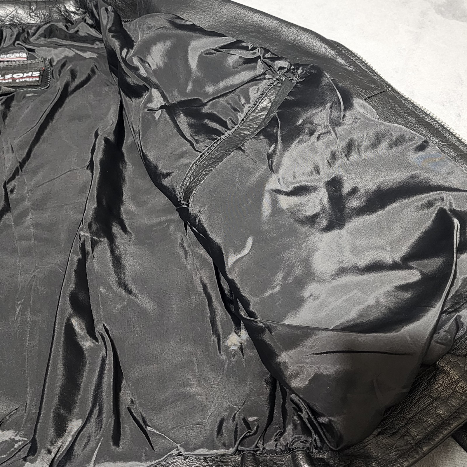 Vtg WILSONS Leather Jacket Motorcycle Biker Punk Metal Rock Moto 90s Size Large