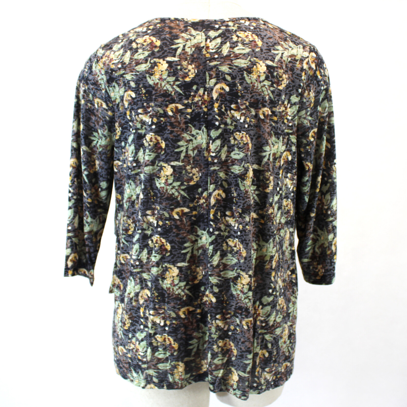 Catherines Plus Brown Leave Print Layers Soft Top Blouse 3X 26/28
