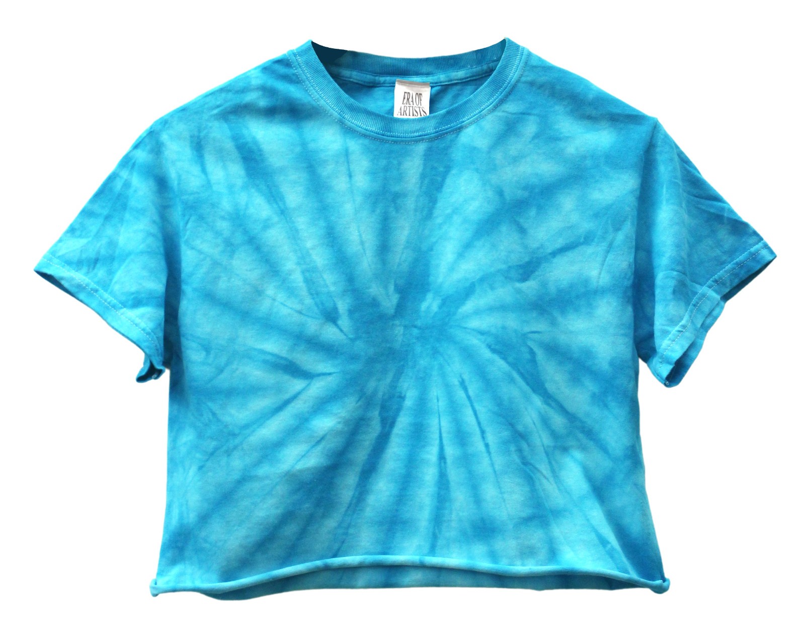 Tie Dye Unisex Cropped Tee, Single Color, Hand Dyed, Raw Bottom Edge