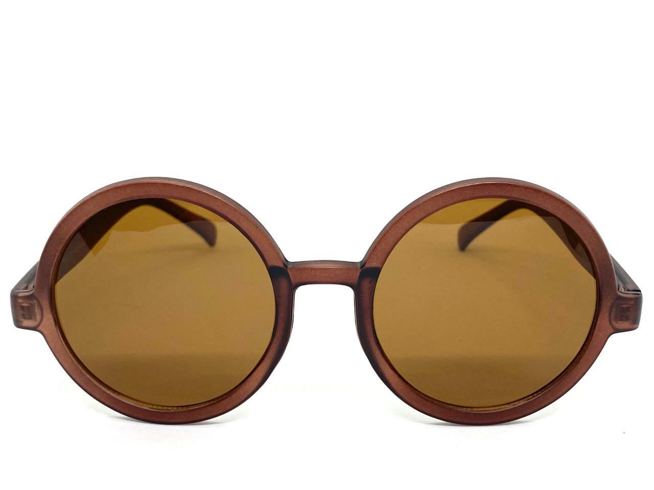 Men’s or Women Classic Vintage Retro Hippie Style SUN GLASSES Round Brown Frame