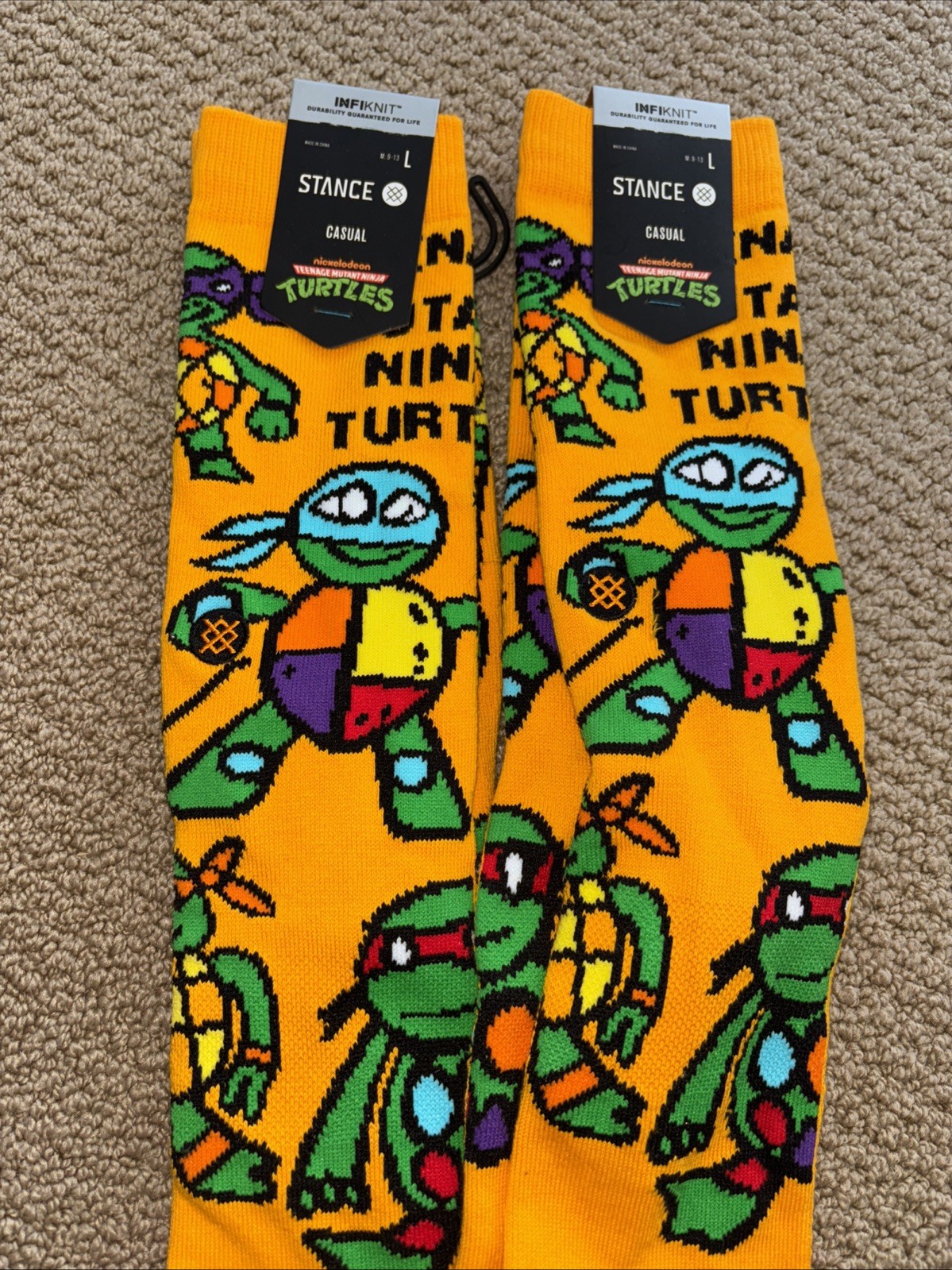 Stance Nickelodeon Teenage Mutant Ninja Turtles Tubular Orange Socks Large NWT