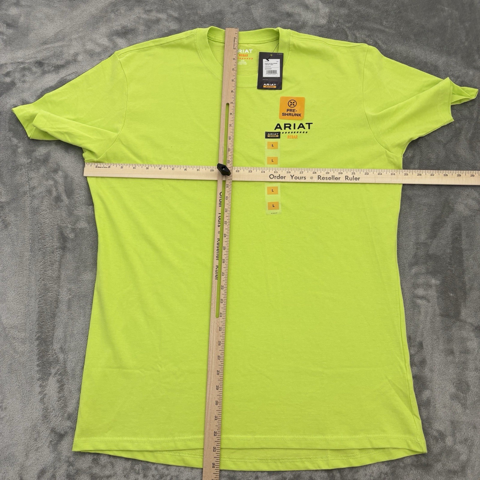 Ariat Rebar Shirt Men L Short Sleeve Shirt T Tee Hi Vis Green Double Sided NWT