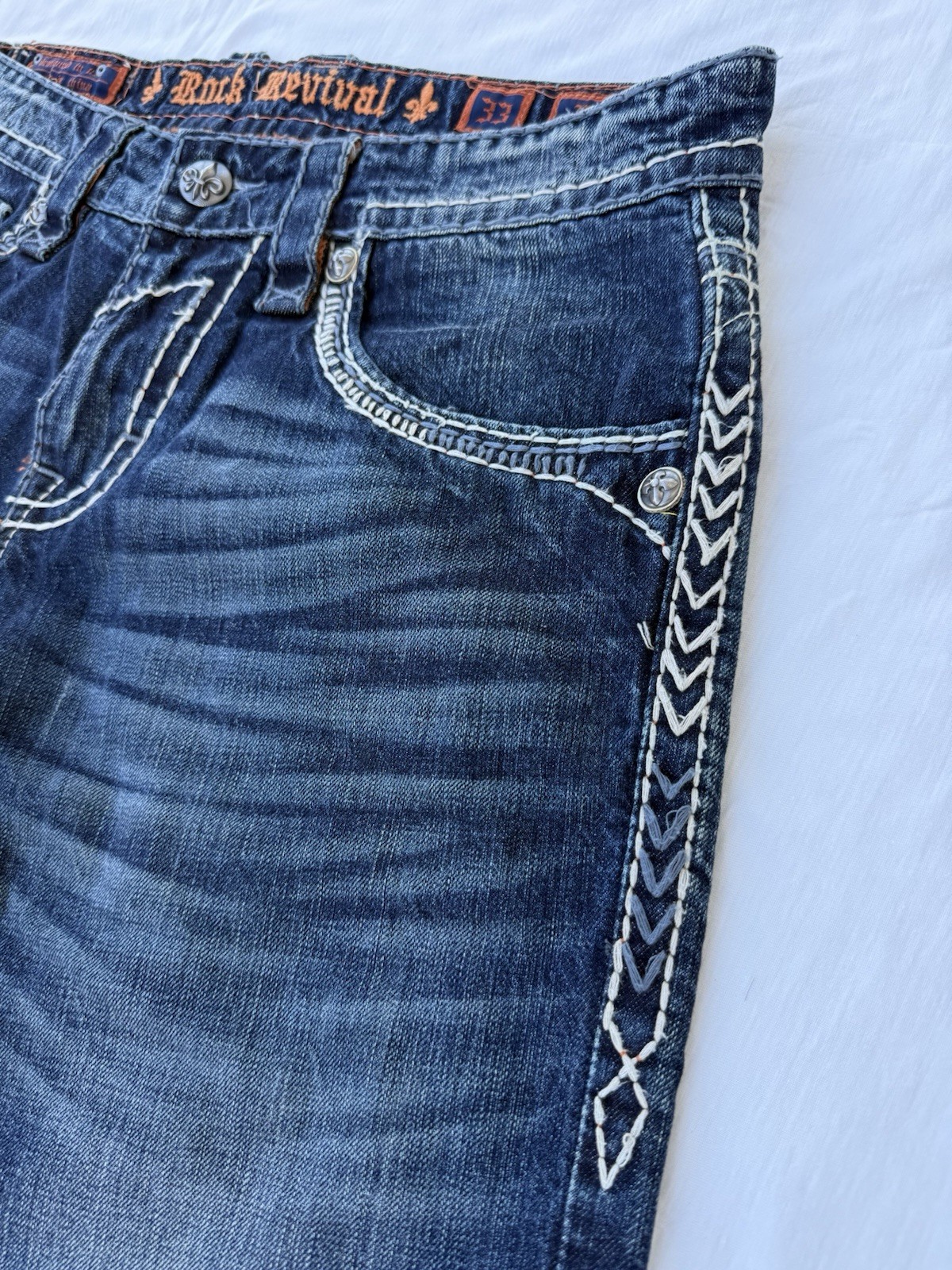 Rock Revival Men’s Denim Jeans 33 35X31 Fabio Boot Cut Excellent Condition