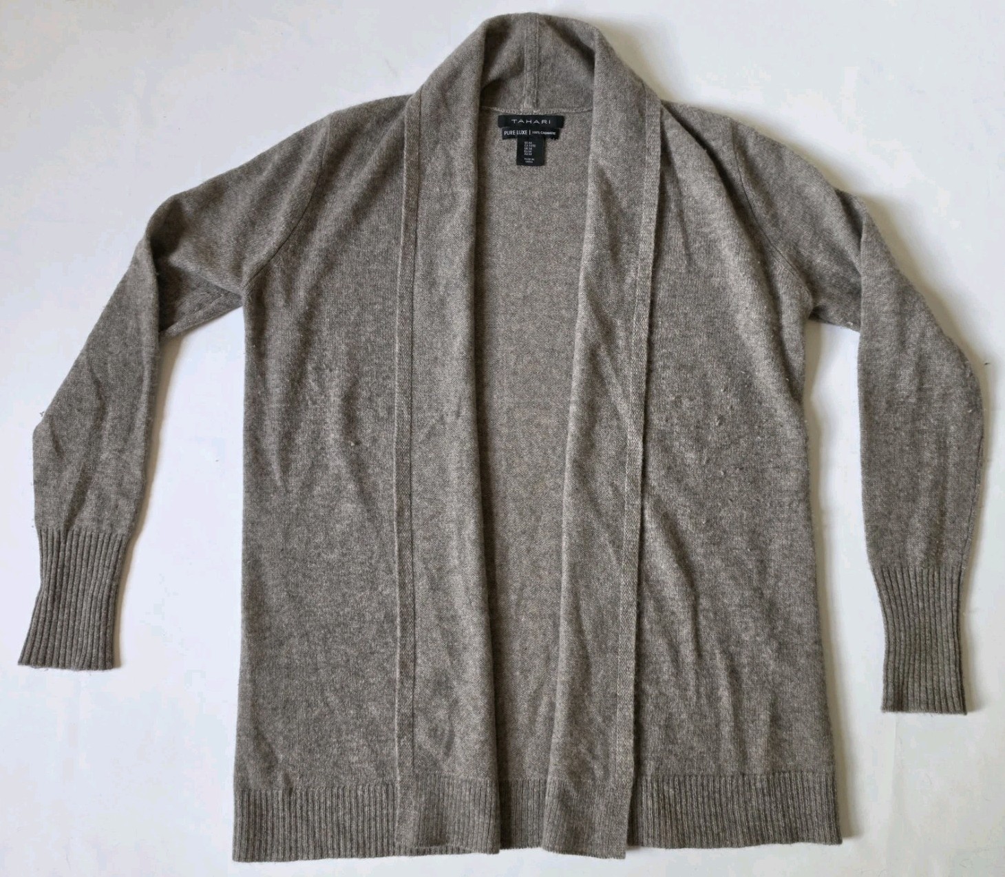 Tahari Pure Luxe Women’s Open-Front Cardigan – 100% Cashmere – Brown – Size M