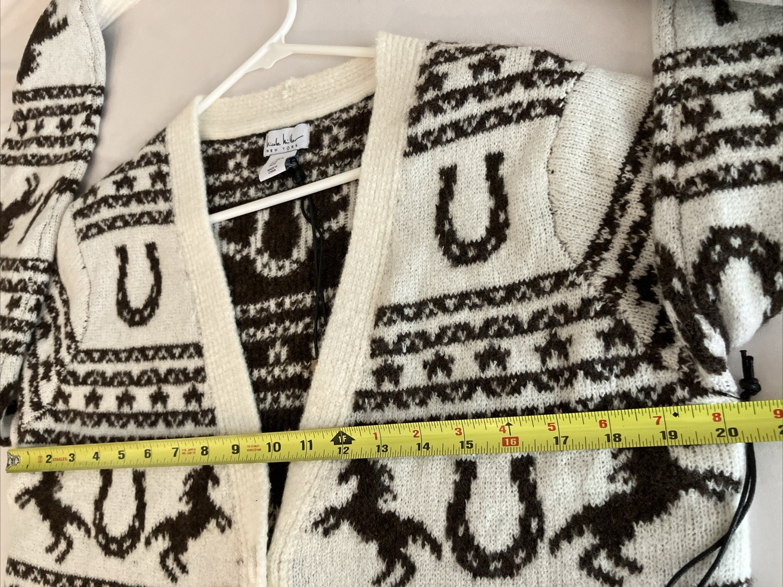 Nicole Miller Equestrian Horse Cardigan Womens Medium Southwestern Knit NWT