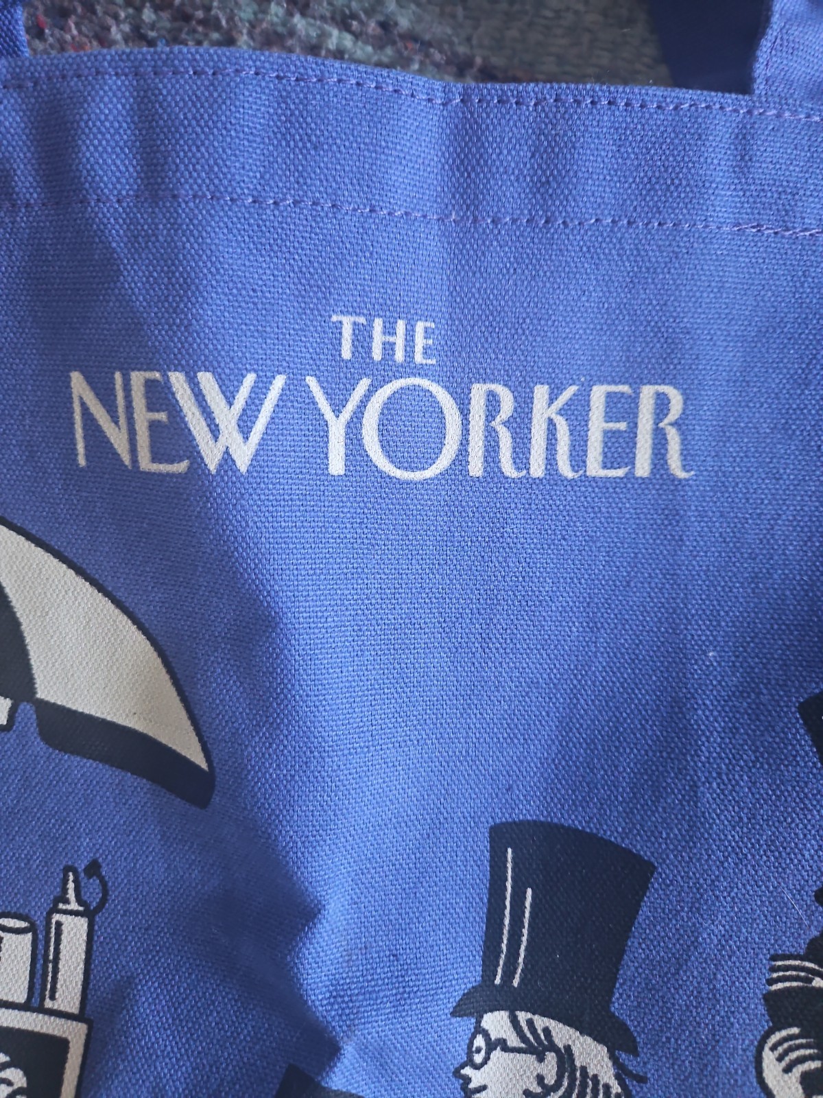 NEW YORKER TOMI UM Art Limited Edition BLUE Hot Dog Canvas Magazine Tote Bag NYC