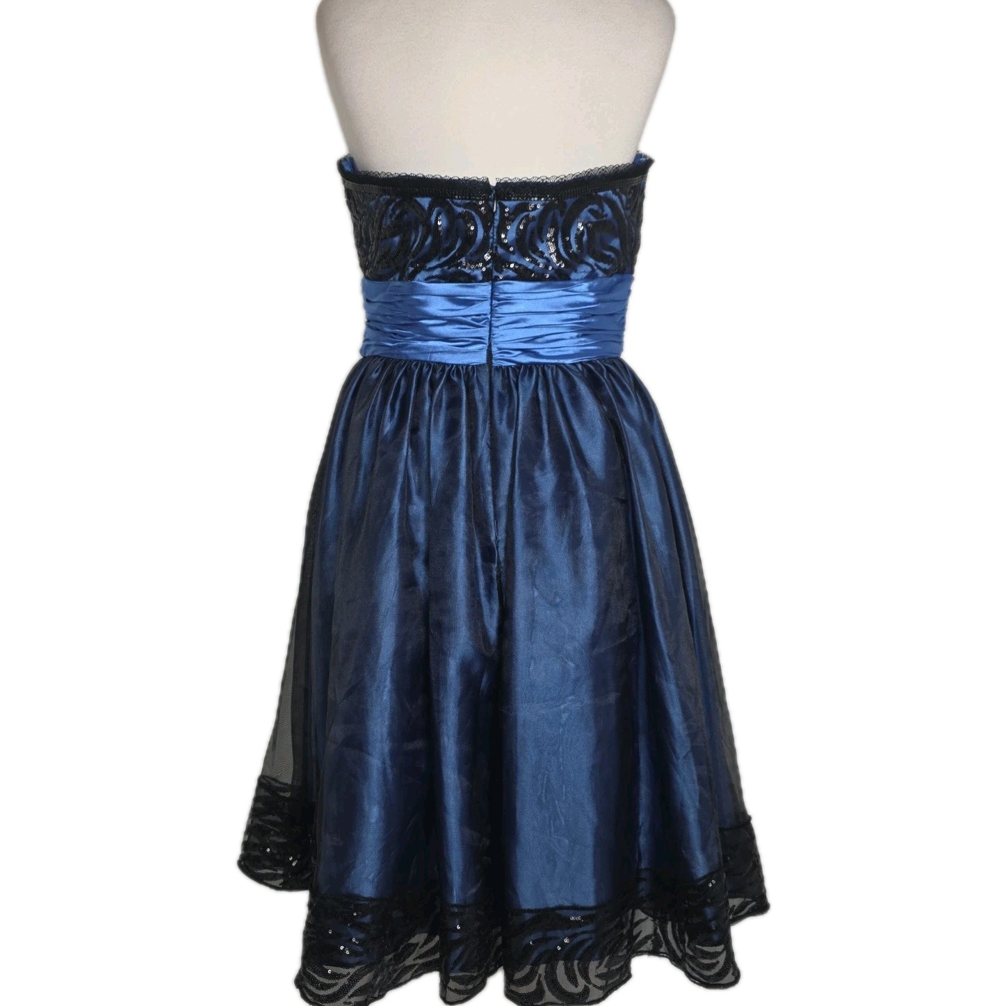Ruby Prom Strapless Blue Black Sequin Party Dress UK 12 14 Prom Cocktail