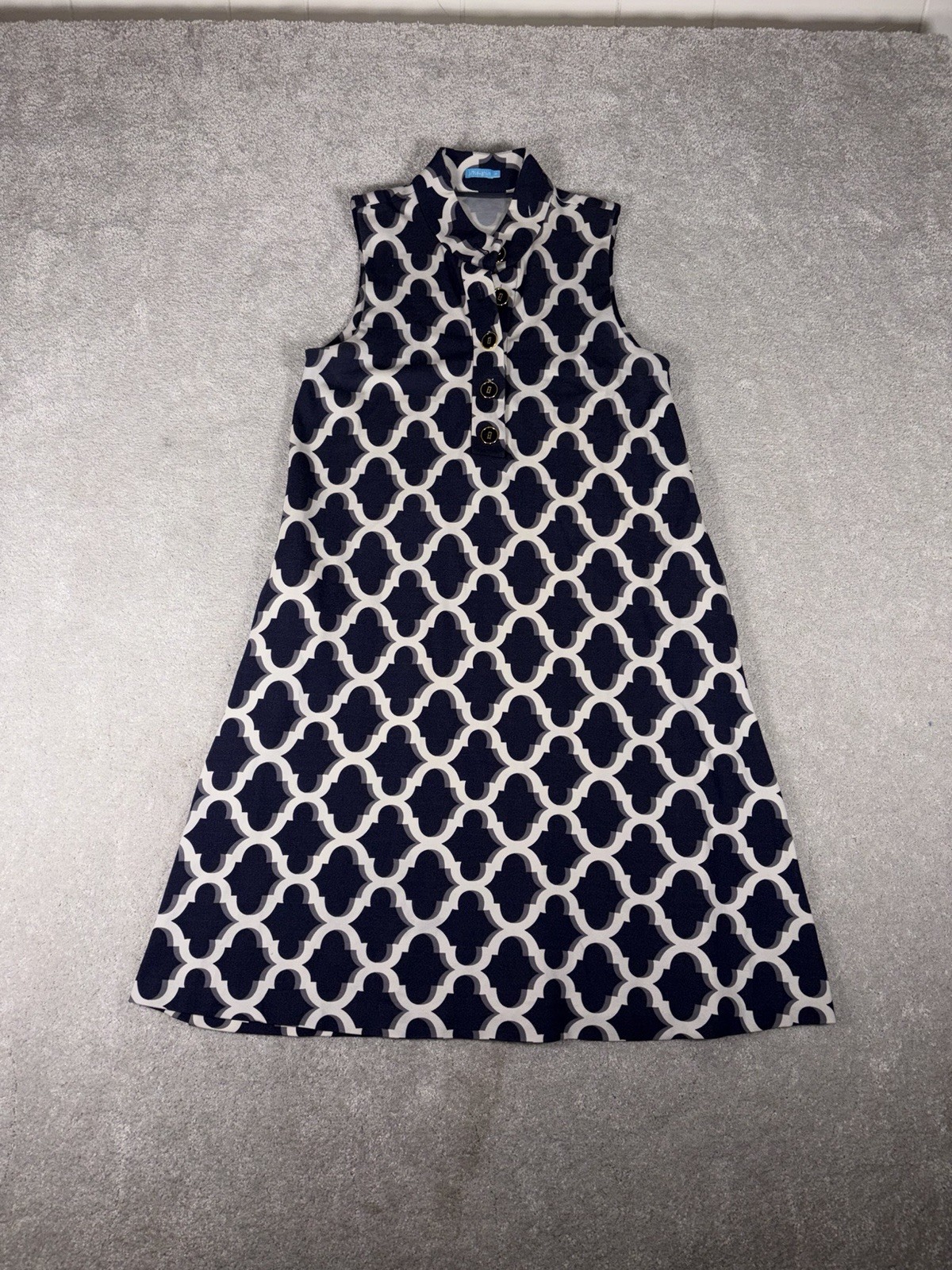 J.McLaughlin Catalina Cloth Shirt Dress Medium Navy White Pockets Buttons