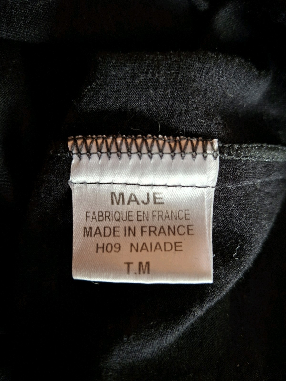 Maje Wool Viscose Black Dress With Cloth Button Closure, Made In France, Size M