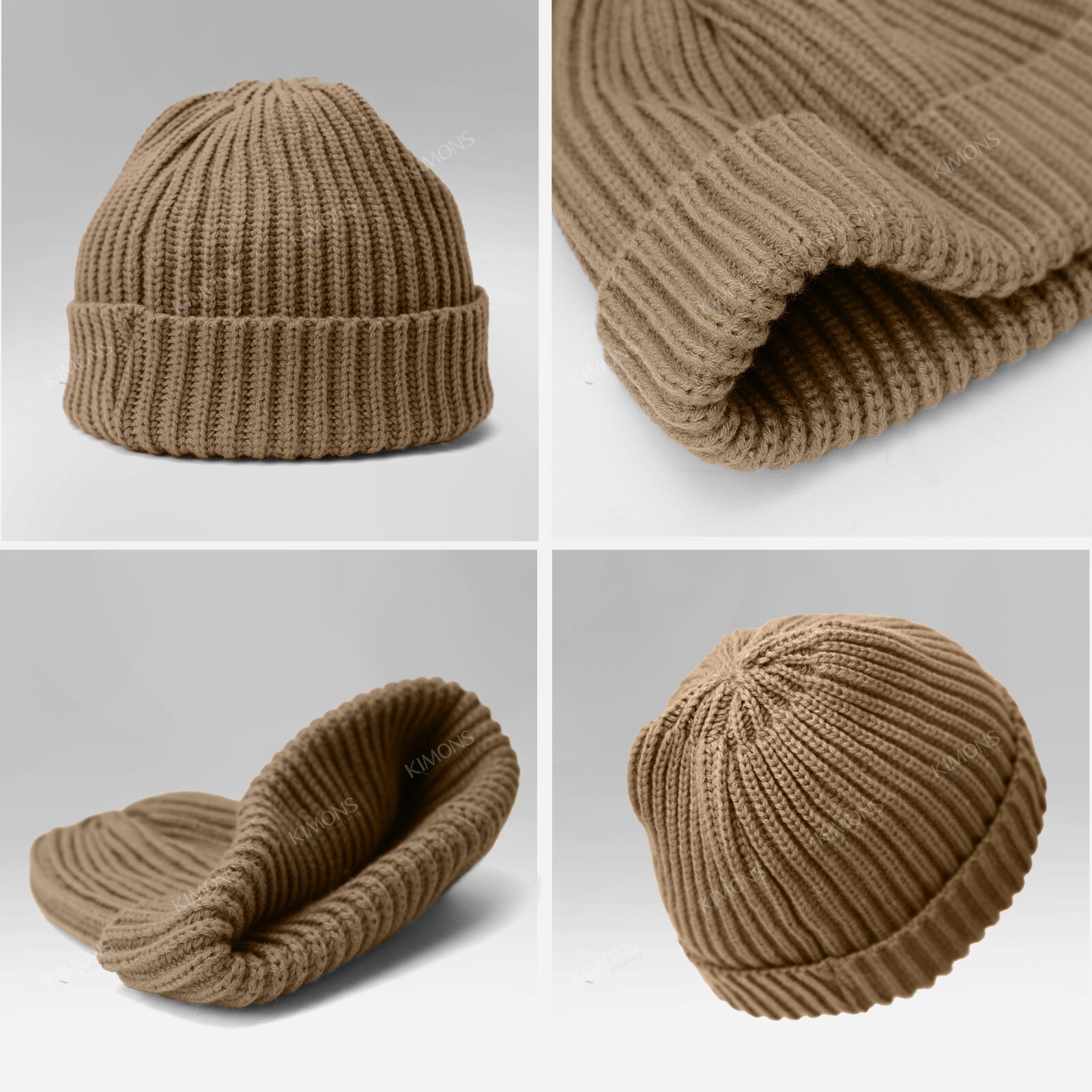 Thick Ribbed Beanie Knit Ski Cap Skull Hat Warm Solid Color Winter Cuff Blank