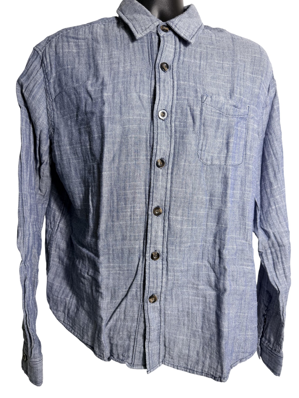 Purnell Shirt Mens Large Blue Chambray Long Sleeve Button Up Lightweight Casual