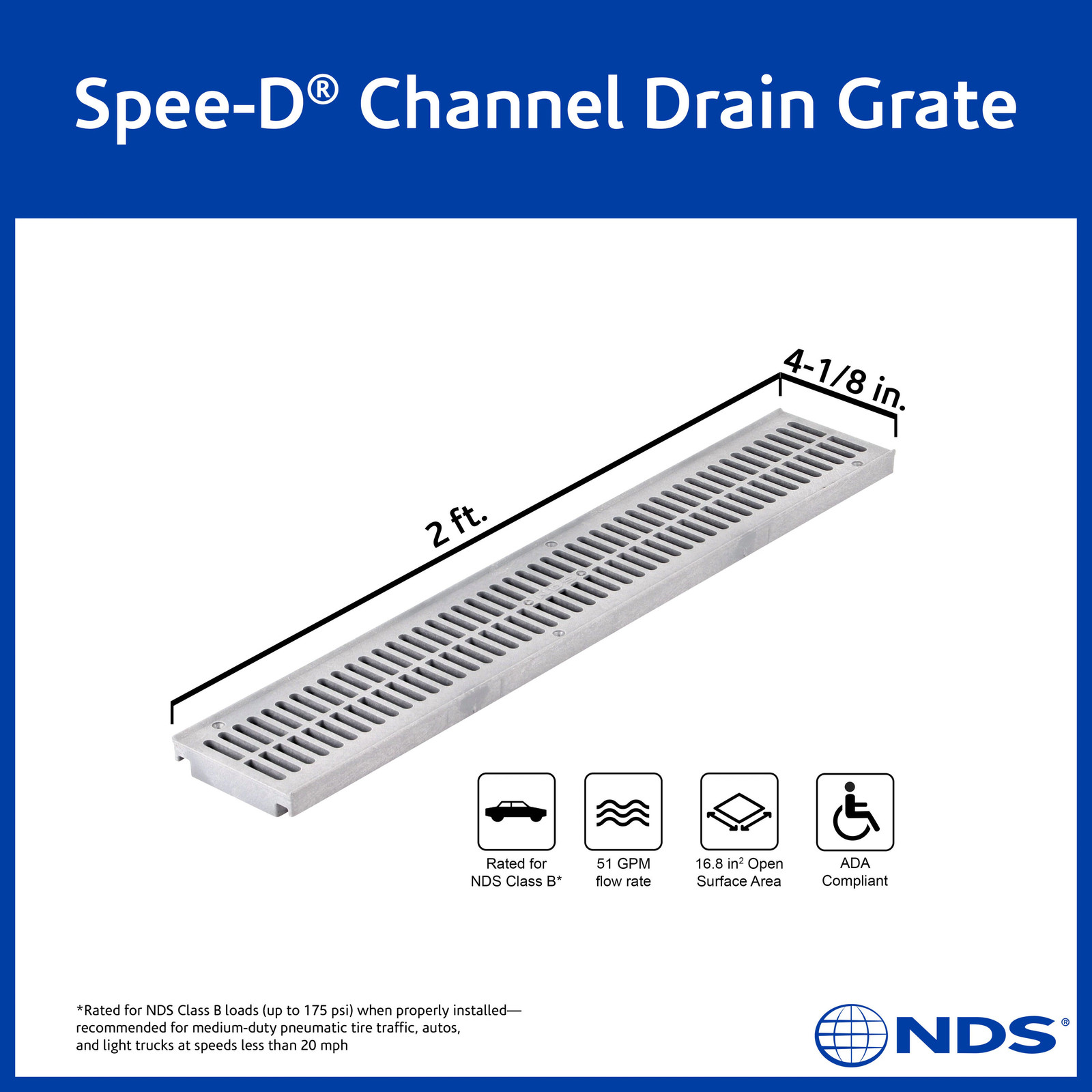 NDS Spee-D Channel Drain Assembly, 4-3/4 in. wide X 10 ft. long with Chann|22459
