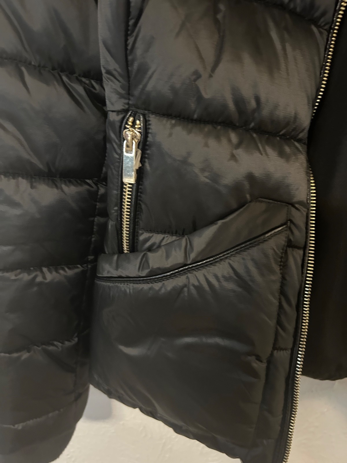 Bongo Small Puffer Jacket Black Faux Fur Trim Collar New Without Tags