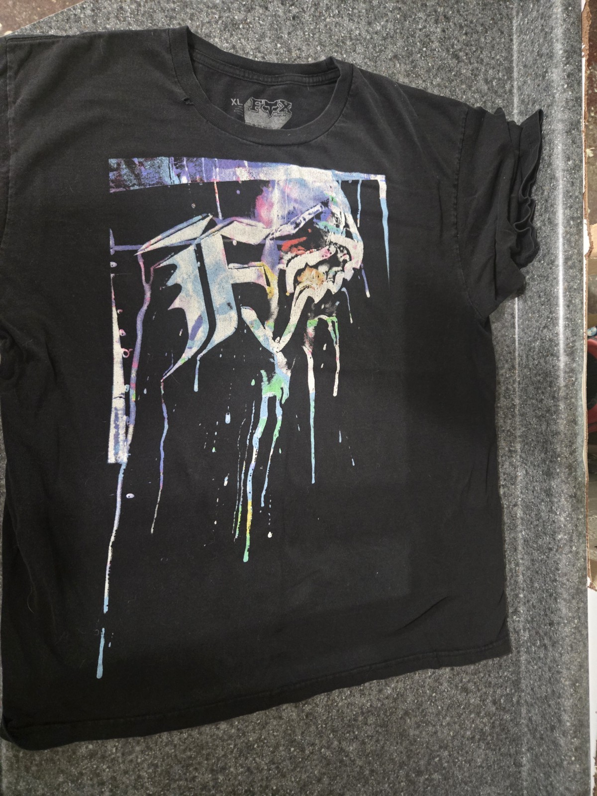 Fox Racing Men’s XL Black Regular Fit Graphic Print Crew Neck T-Shirt SS