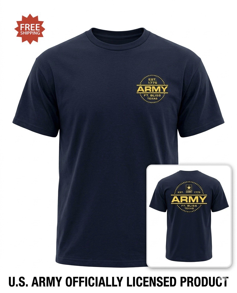 “United States Army Ft Bliss, TX 1775” Double Sided Black T Shirt – Sz XXL – NWT